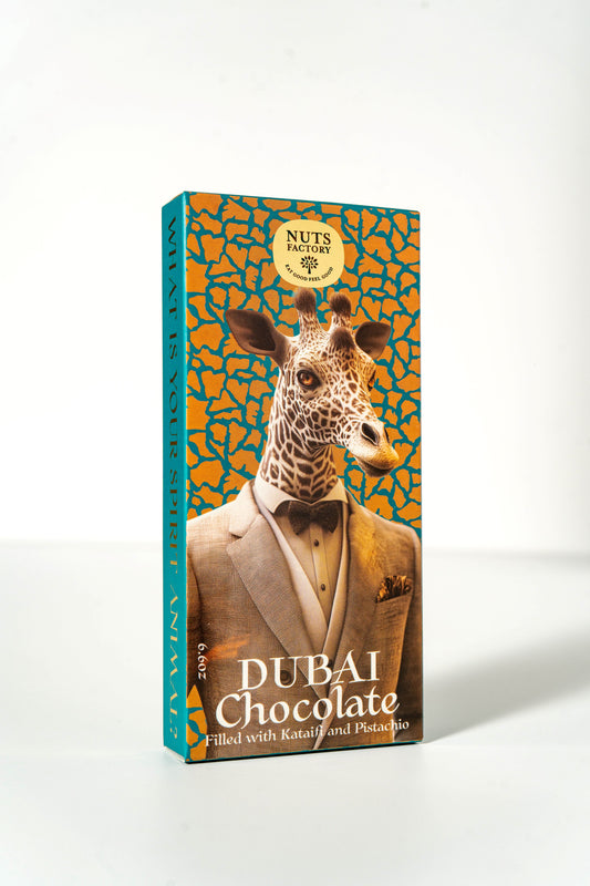Giraffe Dubai Chocolate - Pack of 2 large bars - The Nuts Factory Gift Boxes