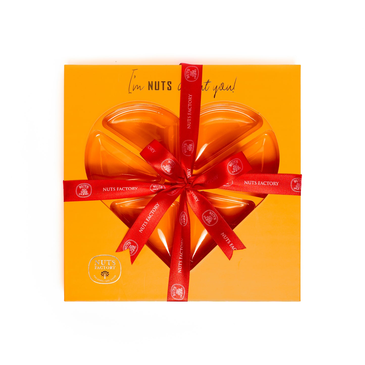 Big Heart Orange Tray Assorted Flavored Nuts - Nuts Factory Gifts