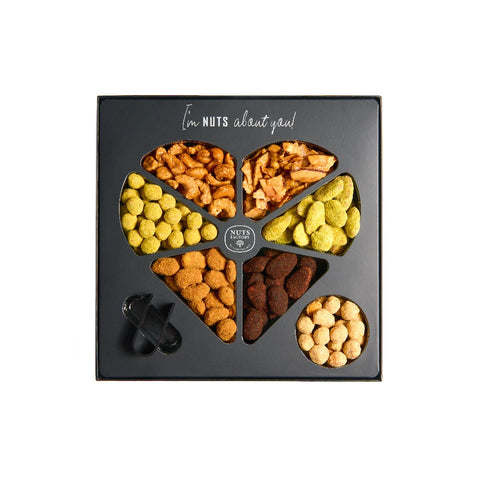 Big Heart Black Tray Assorted Candied and Flavored Nuts - Nuts Factory Gifts