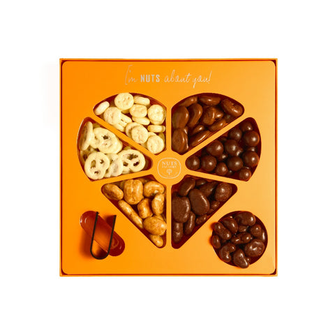 Big Heart Orange Tray Assorted Chocolate Covered Nuts - Nuts Factory Gifts