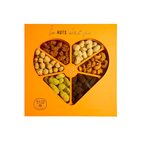 Big Heart Orange Tray Assorted Flavored Nuts - Nuts Factory Gifts