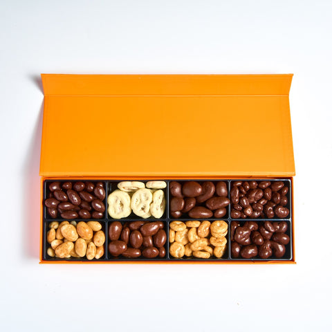 Small Orange Tray Assorted Chocolate Covered Nuts - Nuts Factory Gifts