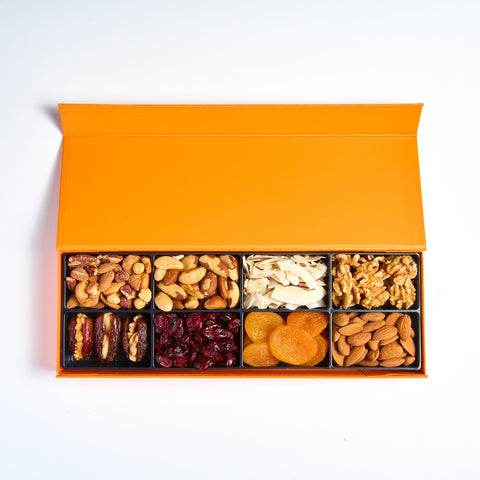 Small Orange Tray Assorted Dried Fruits and Raw Nuts - Nuts Factory Gifts